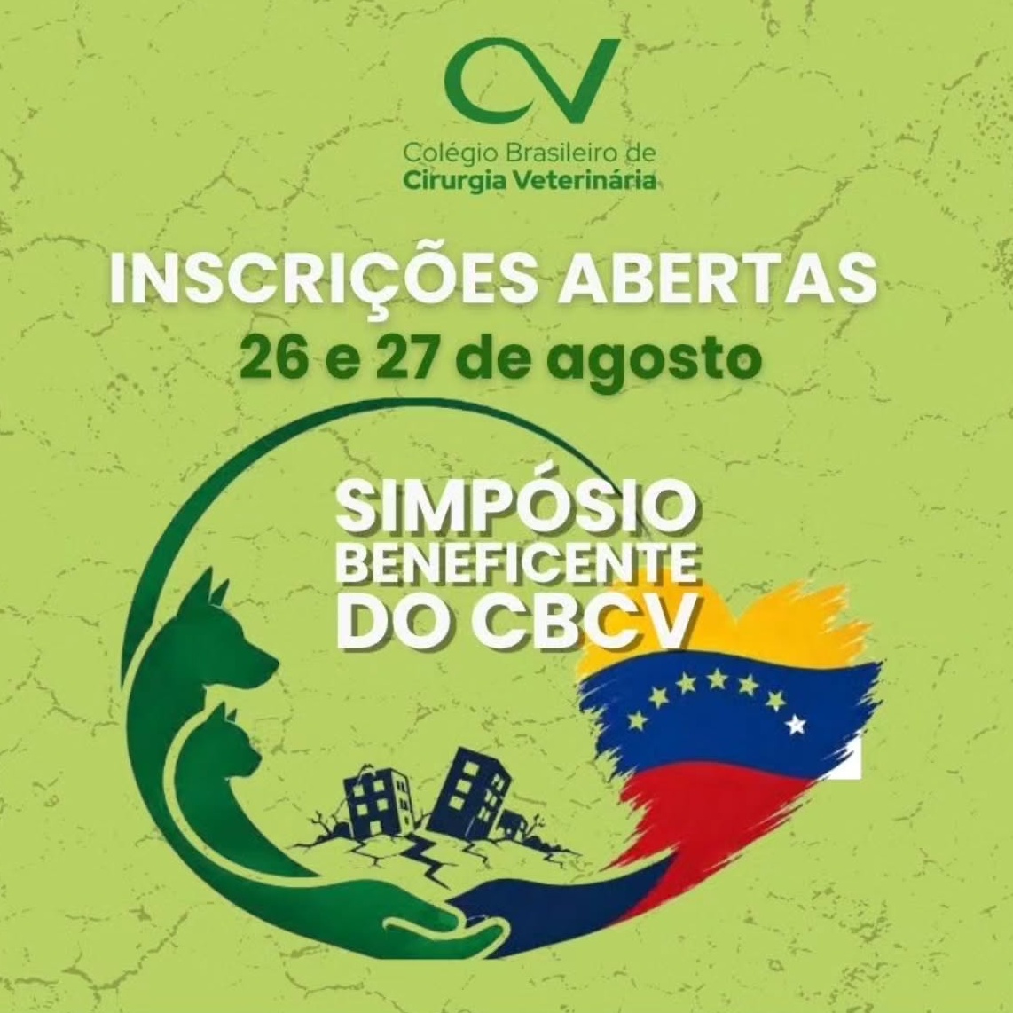 Inscrições abertas para o Simpósio beneficente do CBCV