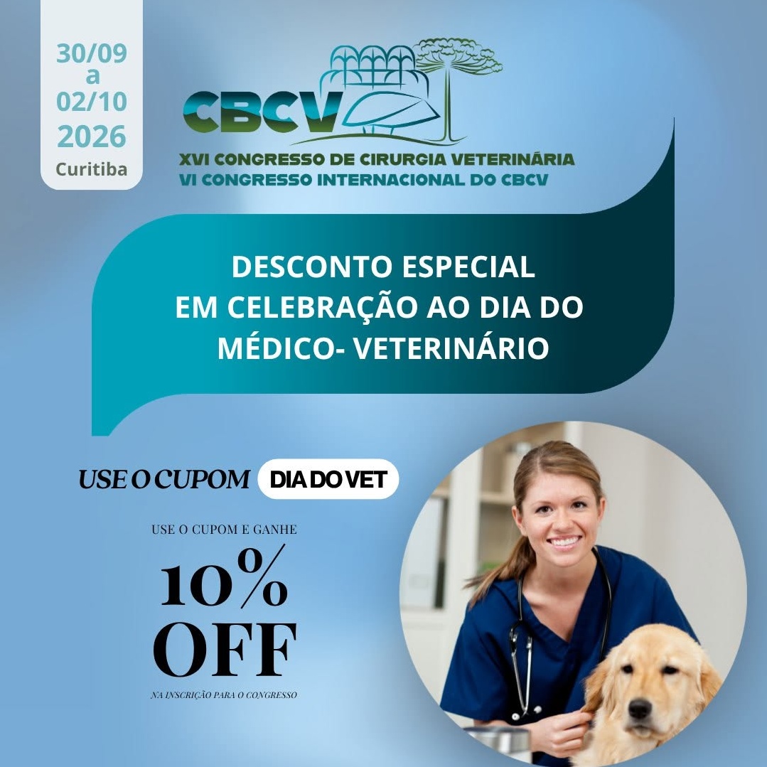 desconto para o congresso brasileiro de cirurgia veterinária